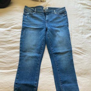 PAIGE Medium Wash Verdugo Ankle Jeans - distressed hem